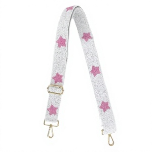 Correa de Lujo para Bolso Bordada con Estrellas y Rayos Coloridos, Tela de Algodón Blanca, Herrajes Plateados, para Mujer, Boda - Product Image 2