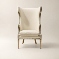 Fauteuil d'appoint moderne de luxe rembourré avec dossier haut et garniture cloutée, idéal pour hôtels de luxe et mobilier de maison