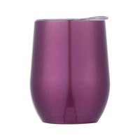 Thermos de 12 oz en acier inoxydable isolé, coquille d'œuf pour garder le vin rouge froid, avec couvercle, tasse à café, or rose, logo personnalisé, gobelet