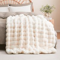 Couverture en fourrure de lapin douce et moelleuse pour lit, canapé et fauteuil - Couverture de haute qualité, douce pour la peau, personnalisable