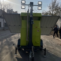 Tour d'éclairage solaire LED mobile de nouvelle conception 5m 6m 7m 8m 9m, haut niveau de sécurité, mobile, 4*1000W 4*150W, tour d'éclairage hybride extérieur