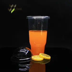 32oz 1000ml Plastic Cups 32oz 1000ml Factory Transparent Clear Printing Cups With Lids Milkshake Cold Drink Plastic Juice Cup/