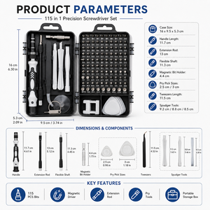 <span class=keywords><strong>Kit</strong></span> di Riparazione Professionale di Precisione Industriale, Set di Cacciaviti Multiuso in Acciaio da 115 Pezzi, Pinzette Magnetiche Antiscivolo - Product Image 3