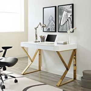 Modern Wood Style Panel Furniture Factory-Produced White Glossy Paint Office Desk Gold <strong>Table</strong> Legs <strong>for</strong> Living Room <strong>Computer</strong> - Product Image 6