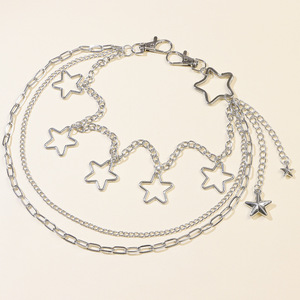 Cadena de cintura metálica multicapa Star Hollow, estilo punk, para uso diario, cadena corporal de moda, aleación de zinc - Product Image 3