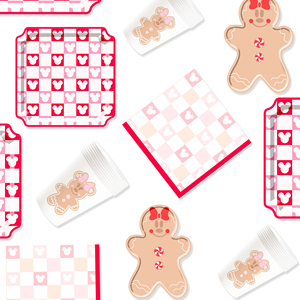 DAMAI Customized Gingerbread Man Christmas Party Tableware Set with Red Bowknot Patters Disposable Paper Plates Set - Product Image 2