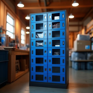 Ttake Vending Machine Accessory <b>Cabinet</b> <b>Tool</b> <b>Storage</b> Unit 10 Compartment Blue Door With Window For Workshop Organization - Product Image 2
