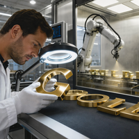 Lettres Métalliques 3D LED Lumineuses Personnalisées – Polices Sur Mesure – Enseigne de Luxe Or, Or Rose, Titane pour Façade de Magasin et Marquage Commercial