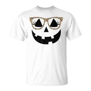 T-shirt Jack O Lantern Face Pumpkin Halloween Leopard Glasses - Product Image 1