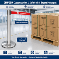Poteau de guidage rétractable en acier inoxydable pour la gestion de foule et la gestion des files d'attente, idéal pour aéroports, hôtels, expositions et événements