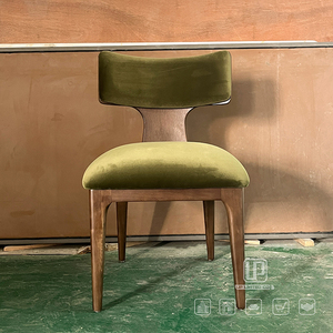 Venta Directa de Fábrica, Sillas con Cojín de Terciopelo Verde, Estructura de Madera Marrón, Silla Individual Curva para Sala de Estar, Silla de Terciopelo Verde - Product Image 5