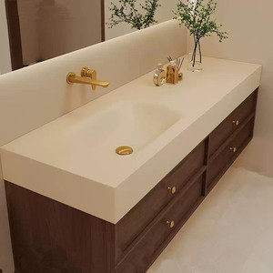 Losa de roca de estilo antiguo medio, lavabo integrado sin costuras, combinación de armario de baño, lavabo de baño, personalización - Product Image 5