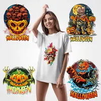 Groothandel Custom Kids Halloween Screen-Print-Transfers Sticker Logo Vinyl Warmte Pers Halloween Dtf Transfer Voor Kleding Tshirt