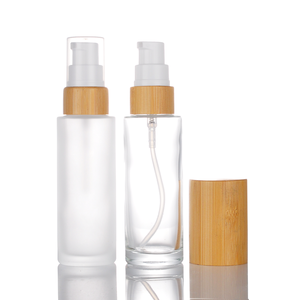 Flacon pompe en verre 100/120/150/200 ml avec bouchon en bambou, distributeur de <span class=keywords><strong>mousse</strong></span> cylindrique pour savon, sérigraphie, nettoyant visage, cils - Product Image 5