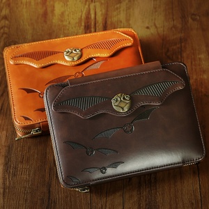 Boshiho Handmade Vintage Leather <b>Wallet</b> with Zipper Closure Customized Pattern Card Coin Purse Durable <b>RFID</b> Protected Holder - Product Image 4