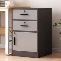Armoire de classement de bureau en fer épaissi avec 3 tiroirs et 1 porte, tiroirs verrouillables, profil bas, design moderne, montage sur bureau, rangement d'archives