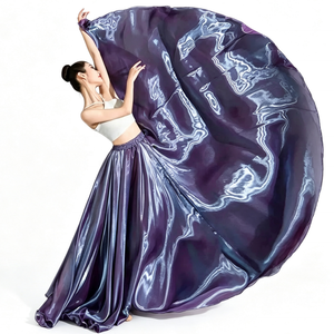 Jupe longue de danse pour femmes, <span class=keywords><strong>Tango</strong></span>, <span class=keywords><strong>Flamenco</strong></span>, Jazz, en satin brillant à grand ourlet, pour la danse moderne - Product Image 1