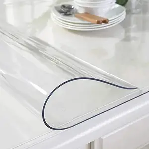 Table Cloth 1mm PVC Transparent Tablecloth Waterproof Rectangular Table Cover Pad Kitchen Oil-Proof Table Mat