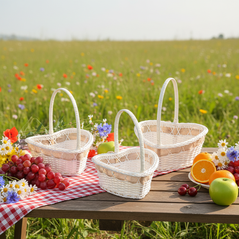 Bulk Lace Trimmed Woven Baskets Set