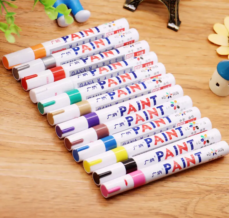 שין בואן מכירה לוהטת 12 צבעים סמני עט Diy אלבום גרפיטי עטי רכב צמיג סמן צבע קשה לדעוך
