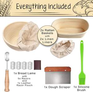 Cesta Redonda de Ratán Indonesio de 10 Pulgadas para Fermentación de Pan, con Cuchilla para Pan - Product Image 3
