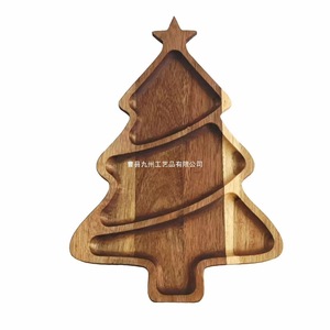 Wooden Christmas Tree <b>Tray</b> Natural Wood Color Serving Plate For Party Dessert Fruit <b>Snack</b> Decoration - Product Image 1
