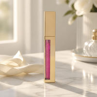 Rouge à lèvres liquide mat à marque privée, waterproof, longue tenue, végétalien, gloss de luxe en tube carré doré, maquillage en gros