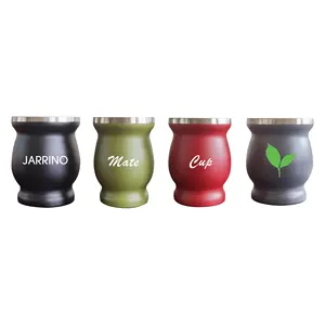 Customized Brands Logo 8oz Argentine Double Wall Stainless Steel Yerba Mate Cup Mate Gourd Mate Drinking Glass