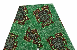 Tessuto <span class=keywords><strong>Organza</strong></span> Africano Batik Stampato Lucido Organico in <span class=keywords><strong>Cotone</strong></span> Bronzato 6 Iarde per Abiti e Abbigliamento Bambina - Product Image 3
