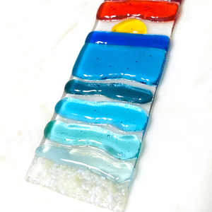 Bleu océan vague Turquoise <span class=keywords><strong>mer</strong></span> motif verre fusionné attrape-soleil à <span class=keywords><strong>la</strong></span> main fusion verre mur Art Design panneau suspendu pour <span class=keywords><strong>la</strong></span> décoration intérieure - Product Image 6