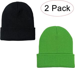 Unisex Solid Color Cuffed <b>Beanie</b> Hat 100% Acrylic Knit Winter Cap Casual Style for Adults Green and <b>Brown</b> Options - Product Image 3