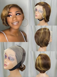 Parrucca 100% Capelli Umani Vergini Naturali # Parrucca Corta Pixie Cut 4/27 Colori, Frontale in Pizzo 13x4 Pre-Sfoltita, Parrucche Bob 2026 Disponibili Ora - Product Image 3