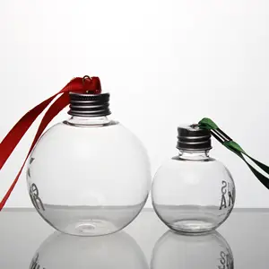 Adornos colgantes decorativos de Navidad de vidrio transparente soplado a mano Adorno de vidrio Adornos de bolas de plástico