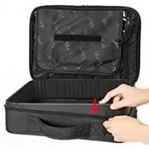 Échantillon Gratuit : Trousse de Maquillage Professionnelle Étanche en Tissu Oxford Rigide avec Compartiments, Poignée de Transport et Roulettes pour Voyage - Product Image 6