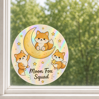 Autocollants personnalisés imperméables en PVC vinyle, renard kawaii, nuit étoilée, autocollant décoratif électrostatique pour fenêtre, imprimé UV