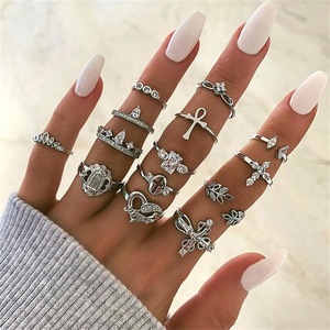 12 Pz/set Della Boemia Dell'annata Corona Gocce D'acqua Stelle Geometrica Regolabile Set Anello Di Cristallo Delle Donne Del Partito di Cerimonia Nuziale Dei Monili del Regalo - Product Image 5