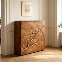 Meuble de rangement de style américain pour salon, en bois massif et cuir de jute, grande capacité, meuble d'entrée, armoire à chaussures
