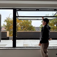 Ventana Vertical Plegable de Poliuretano Reforzado con Fibra de Vidrio, Doble Acristalamiento, Insonorizada, FRP PU, para Cafetería o Balcón