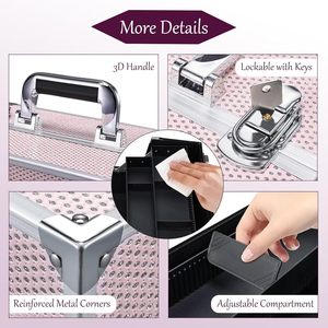 Estuche de <span class=keywords><strong>Maquillaje</strong></span> con Soporte para Brochas, Espejo LED Magnético, Estuche de Cosméticos de Viaje, Maleta de <span class=keywords><strong>Maquillaje</strong></span> con Cerradura con Llave - Product Image 4