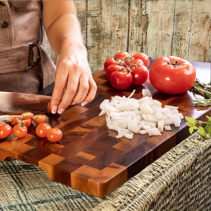 Planche à découper en bois d'acacia massif, rectangulaire, 1,5 cm d'épaisseur, pour viande et légumes, idéale pour la cuisine - Product Image 2