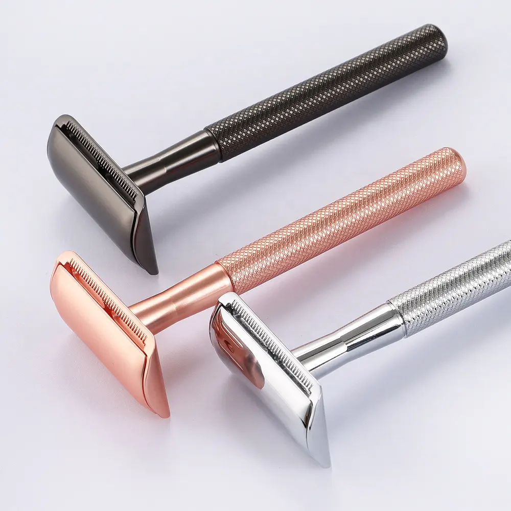 High quality double edge blade metal safety razor brass handle shaving bikini razor for face