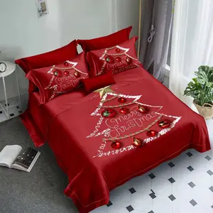 Fashion Printed Duvet Cover Christmas Bedding Sets Polyester Bed Sheets Set Simple Tree Red Patterns Bedsheet