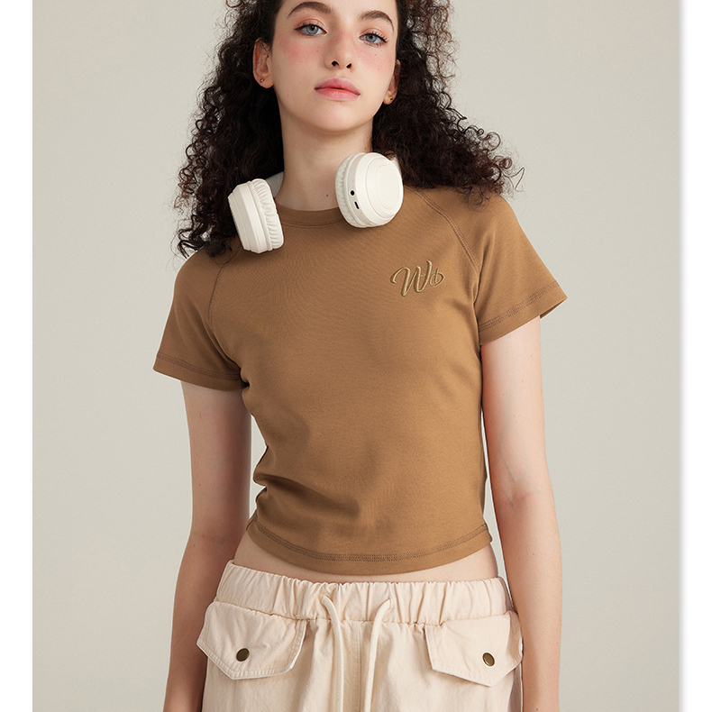 High Quality Women Crop T Shirts 100% Cotton Yoga Wear Slim Fit Crop Top Breathable Short Sleeve Crop Top T Shirts for Women