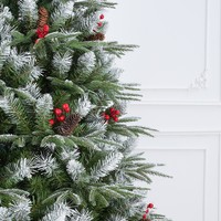 Sapin de Noël artificiel extérieur en PE de 1,80 m, blanc, effet neige tombante, dense, avec cônes de pin
