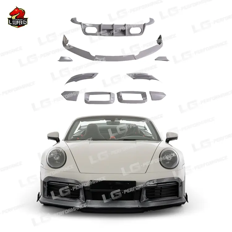 Ottime prestazioni in fibra di carbonio bagnato B Style Body Kit con labbro anteriore diffusore posteriore Spoiler per Porsche 911 991.2 Bodykit