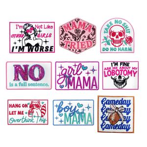 Iron-On Personalized Embroidered pink Edge Stay Weird so Am I Boy Mama Words Checker Patches for Clothes <b>Hat</b> <b>Bag</b> Decoration - Product Image 5