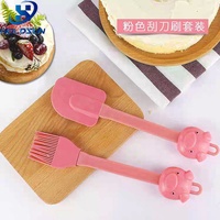 Spatule à glace et grattoir à crème en silicone de qualité alimentaire, résistant à la chaleur, au design cochon mignon, pour la pâtisserie et la cuisine