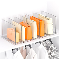 Divisores de Armario con 3 Bases y 4 Separadores, Accesorio de Organización Ajustable en Ancho para Ropa, Bolsos y Carteras