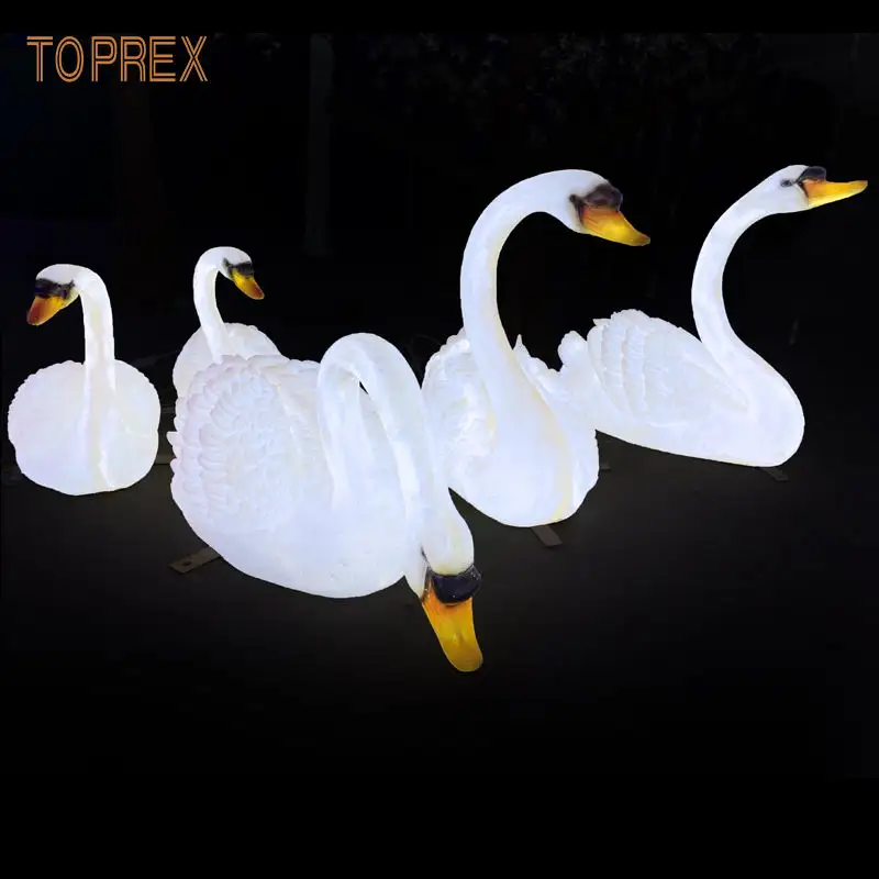 TOPREX DECOR Resin craft lifelike led swan decoration light for ZOO museum outdoor decoration