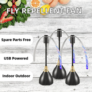 พัดลมไล่แมลงแบบพกพา ใช้พลังงานจาก USB พร้อมใบพัดโฮโลแกรม สำหรับใช้ภายใน/ภายนอกอาคาร ใช้ในบ้านและปิ้งย่าง ป้องกันแมลง - Product Image 2